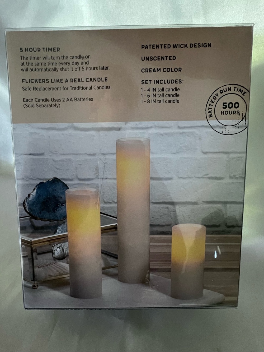 Impressions Cream Colored LED Pillar Candle Trio - Battery Operated